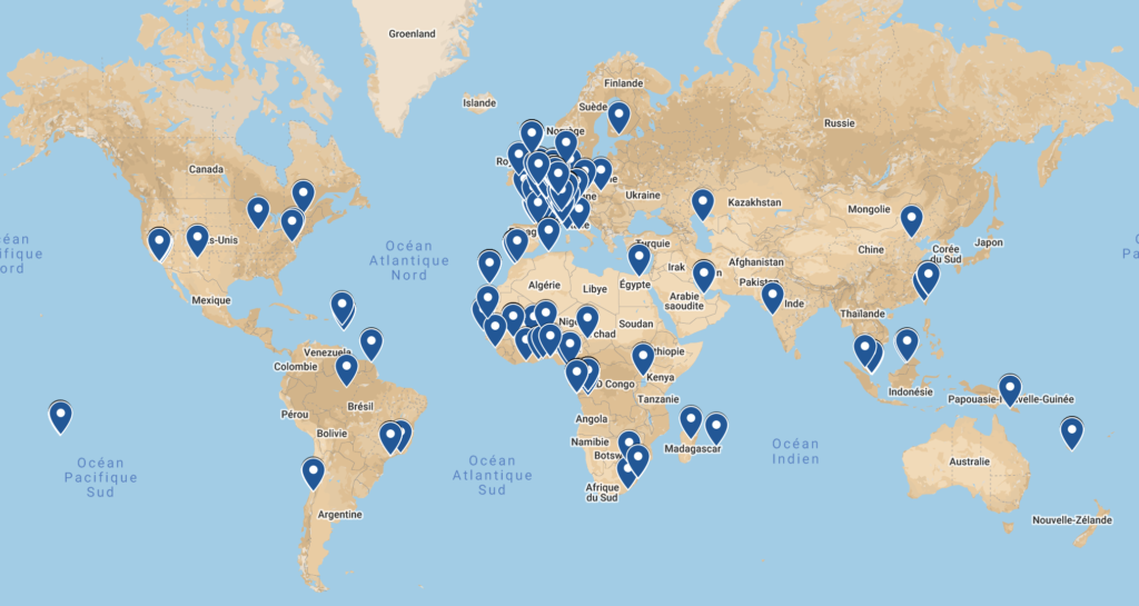 cartographie des clients Orsenna, en France et à l'étranger